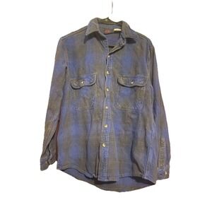 Vintage 90's DAKOTA Plaid Blue Flannel Shirt Jacket Men's Medium